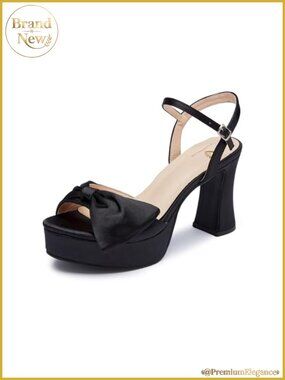 Women's Platform Chunky Heels Open Toe Bow Knot Block Heel Sandals